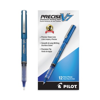 PRODUCTS | Pilot 35349 Precise V7 Fine 0.7 millimeter Stick Rollerball Pen - Blue Ink/Blue/Clear Barrel (1-Dozen)