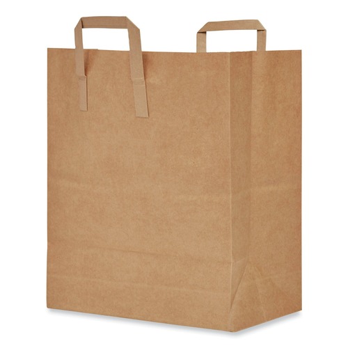 Food Service | Paper Bags & Sacks HB70NP3CLG 12 in. x 7 in. x 17 in. 1/7 BBL Size Flat Handles Bag - Kraft (300/Bundle) image number 0