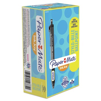 Paper Mate 1951378 InkJoy 300 RT Medium 1 millimeter Retractable Ballpoint Pen - Black Ink/Barrel (36/Box)