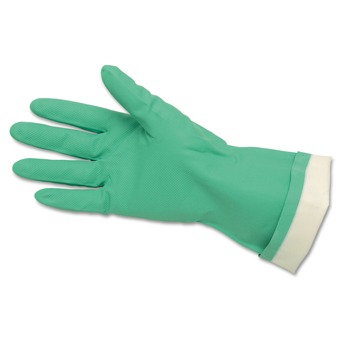DISPOSABLE GLOVES | MCR Safety 5319E Flock-Lined Nitrile Gloves - One Size Green (1-Dozen)