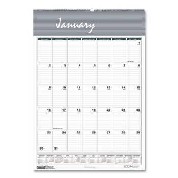 House of Doolittle 334 22 in. x 31.25 in. 12-Month (Jan-Dec 2026) Bar Harbor Recycled Wirebound Monthly Wall Calendar - White/Blue/Gray Sheets