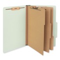 File Folders | Universal UNV10296 3-Divider 8-Section Legal Size Pressboard Classification Folders - Green (10/Box) image number 1