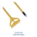 Mops | Boardwalk BWK5324C 60 in. Metal/Plastic Handle No. 24 Natural Cotton Head Cotton Cut End Mop Kit - Yellow Handle (1-Kit) image number 3