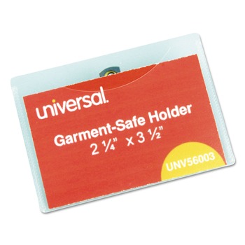 Universal UNV56003 2-1/4 in. x 3-1/2 in. Badge Holders with Garment-Safe Clips and White Inserts - Clear (50/Kit)