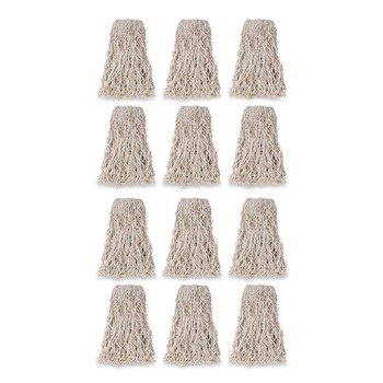 Rubbermaid Commercial FGV11800WH00 24 oz. 1 in. Band Economy Cut-End Cotton Wet Mop Head - White (12/Carton)