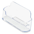 Desktop Organizers | Deflecto 70101 3.88 in. x 1.38 in. x 1.81 in. Plastic Horizontal Business Card Holder - Clear image number 2