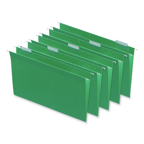 File Folders | Universal UNV14217EE 1/5 Cut Tab Legal Size Deluxe Color Hanging File Folders - Bright Green (25/Box) image number 0
