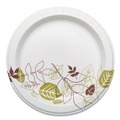  | Dixie SXP9PATH Pathways 8.5 in. Diameter Heavyweight WiseSize Paper Plates with Soak Proof Shield - Green/Burgundy (500/Carton) image number 0