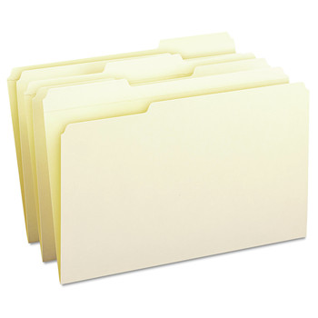 Smead 15334 1/3-Cut Tabs Assorted Legal Size 0.75 in. Expansion 11-pt Reinforced Tab Manila File Folders - Manila (100/Box)
