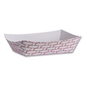  | Boardwalk BWK30LAG040 3.78 in. x 4.3 in. x 1.08 in. 6 oz. Capacity Paper Food Baskets - Red/White (1000/Carton) image number 1