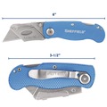 Box Cutters & Utility Knives | Great Neck 12113 2 in. Blade 3.5 in. Aluminum Handle 1 Utility Blade Sheffield Folding Lockback Knife - Blue image number 1