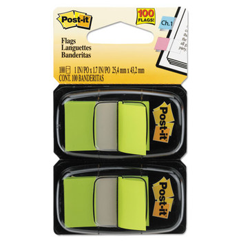 Post-it Flags 680-BG2 Standard Page Flags in Dispenser - Bright Green (100/Pack)