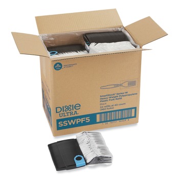 Dixie SSWPF5 SmartStock Wrapped Heavyweight Cutlery Forks Refill - Black (960/Carton)