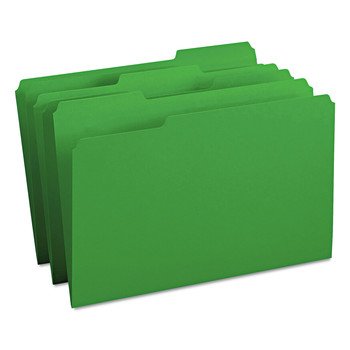 Smead 17143 0.75 in. Expansion Assorted 1/3-Cut Tabs Legal Size Colored File Folders - Green (100/Box)