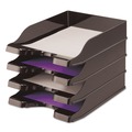 Desktop Organizers | Deflecto 63904 Docutray 10.13 in. x 13.63 in. x 2.5 in. 2 Sections Letter to Legal Size Files Multi-Directional Stacking Tray Set - Black (1-Set) image number 5