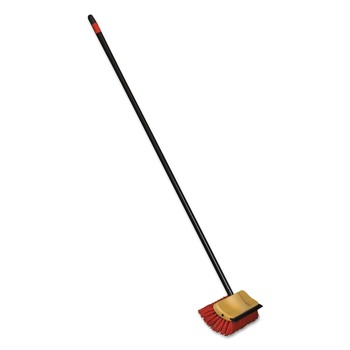 PRODUCTS | Nexstep Commercial Products 6615 10 in. Bi-Level Floor Scrub Brush with 54 in. Handle - Red Polypropylene Bristles/Black Metal Handle