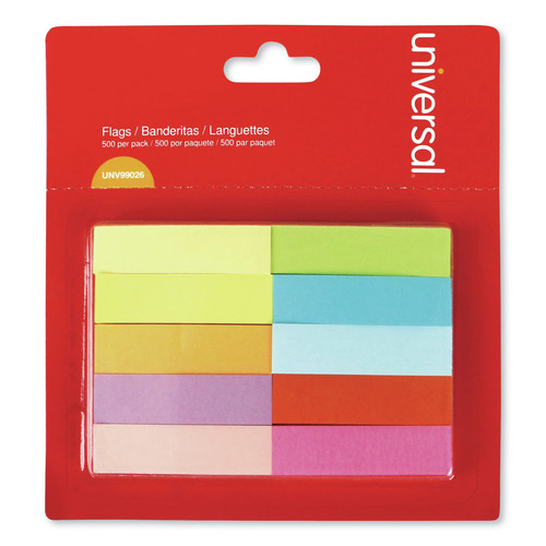 Sticky Notes & Post it | Universal UNV99026 1/2 in.x 2 in. Self-Stick Page Tabs - Assorted Colors (500/Pack) image number 0