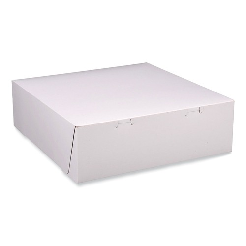 Food Trays, Containers, and Lids | SCT 1585 12 in. x 12 in. x 4 in. Paper Standard Bakery Boxes - White (100/Carton) image number 0