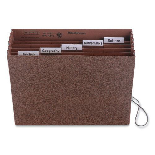 File Folders | Smead 70540 5.25 in. Expansion Letter Size 1/5-Cut Tabs 6 Sections Elastic Cord 6-Pocket Subject File with Insertable Tabs - Redrope image number 0