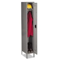 Office Filing Cabinets & Shelves | Tennsco STS-121872-1-MGY 12 in. x 18 in. x 78 in. One Locker with Hat Shelf and Coat Rod Single-Tier Locker with Legs - Medium Gray image number 0