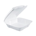 Food Trays, Containers, and Lids | Dart 90HT1 9.01 in. x 9.4 in. x 3 in. Insulated Foam Hinged Lid Containers - White (2/Carton) image number 1