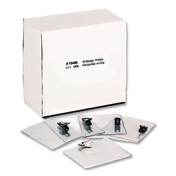 Advantus 75456 4.13 in. x 3.38 in. Holder 3.75 in. x 2.75 in. Insert Horizontal ID Badge Holders with Clip - Clear (50/Pack)