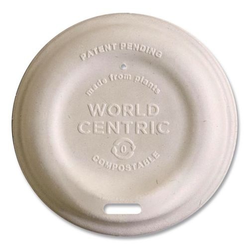 Cups and Lids | World Centric CUL-FB-12-LF Paper Fiber Lids for Cups Fits 10 oz. to 20 oz. Hot Cups - Natural (1000/Carton) image number 0