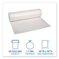 Just Launched | Boardwalk X7658SCKR01 38 in. x 58 in. 1.1 mil 60 gal. Recycled Low-Density Polyethylene Can Liners - Clear (100/Carton) image number 2