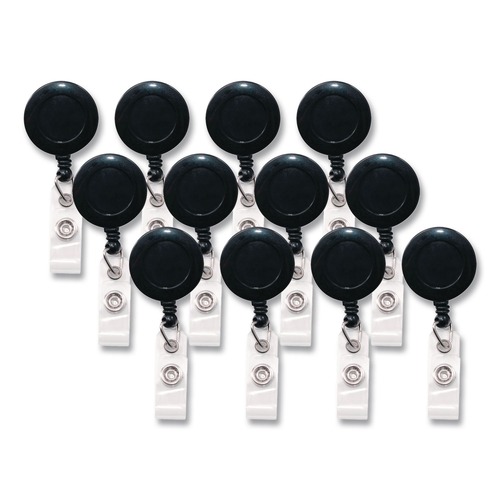 Label & Badge Holders | Advantus 75548 30 in. Extension Swivel-Back Retractable ID Card Reel - Black (12/Pack) image number 0