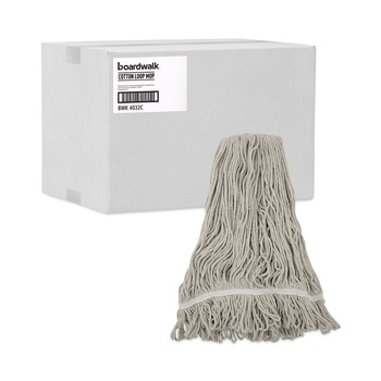 Boardwalk BWK4032C No. 32 Loop Web/Tailband Value Standard Cotton Mop Head - White (12/Carton)