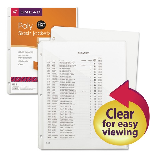 Sheet Protectors | Smead 89506 Organized Up 2-Section Poly Slash Jackets - Letter Size/Clear (5/Pack) image number 0