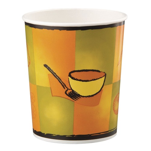 Food Trays, Containers, and Lids | Chinet 70332 32 oz. Streetside Design Squat Paper Food Container - (500/Carton) image number 0