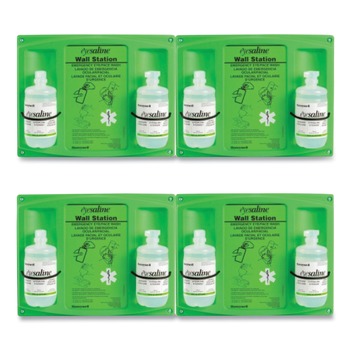  | Honeywell 320004650000 16 oz. Bottles Double Bottle Sterile Saline Eye Wash Wall Station (4/Carton)