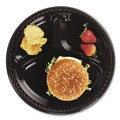  | Chinet 81430 10.25 in. Diameter Heavyweight Plastic 3-Compartment Plates - Black (500/Carton) image number 2
