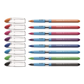 Schneider 151298 1.4 mm Slider Basic Ballpoint Stick Pen - Extra-Bold/Assorted Ink and Barrel Colors (8/Set)