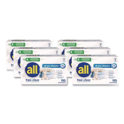 Cleaners & Chemicals | Dial 72613 47362 Free Clear Dryer Sheets - Fragrance Free (6/Carton) image number 0