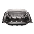 Food Trays, Containers, and Lids | Karat FP-PHC99PP-1C Polypropylene Plastic Hinged Container 9 x 9 x 3 Black/Clear Plastic 50/Pack 3 Packs/Carton image number 4