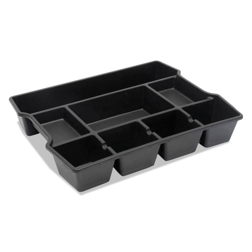 Desk Accessories & Office Organizers | Universal UNV20120 14.88 in. x 11.88 in. x 2.5 in. 8 Compartments High Capacity Plastic Drawer Organizer - Black image number 0