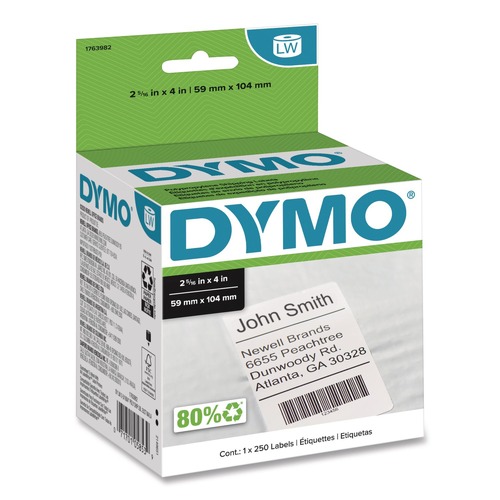 Back to School Sale | DYMO 1763982 LabelWriter 2.31 in. x 4 in. Shipping Labels - White (1-Roll) image number 0