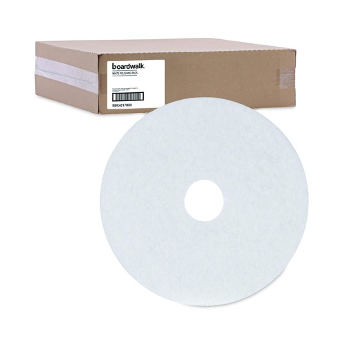Just Launched | Boardwalk BWK4017WHI 17 in. Diameter Polishing Floor Pads - White (5/Carton) image number 0