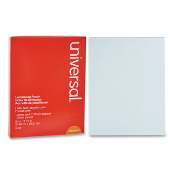 LAMINATING SUPPLIES | Universal UNV84624 9 in. x 11.5 in. 5 mil Laminating Pouches - Gloss Clear (100/Pack)