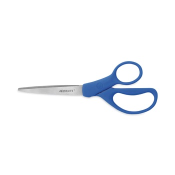 Westcott 15452 8 in. Preferred Line Stainless Steel Scissors with 3.5 in. Cut Length - Blue (2/Pack)