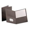 File Folders | Oxford 53406EE Linen Finish Twin Pocket Letter Folders - Black (25/Box) image number 3