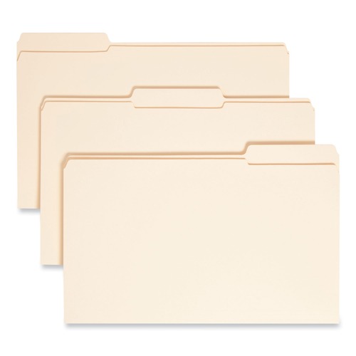 File Folders | Smead 15434 1/3-Cut Tabs Assorted Legal Size 0.75 in. Expansion 14-pt Reinforced Tab Manila File Folders - Manila (100/Box) image number 0