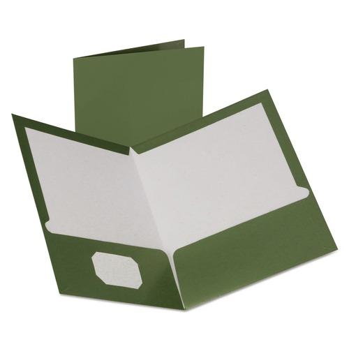 File Folders | Oxford 5049560 100-Sheet Capacity 8.5 in. x 11 in. Two-Pocket Laminated Folder - Metallic Green (25/Box) image number 0