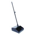Dust Pans | Boardwalk 528101 34 in. Plastic/Aluminum Handle 11-3/4 in. Wide Lobby Dust Pan - Black/Silver image number 0