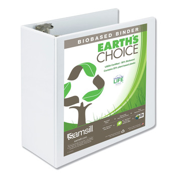 FILING AND FOLDERS | Samsill 18907 3 Rings 5 in. Capacity 11 in. x 8.5 in. Earth's Choice Plant-Based Round Ring View Binder - White