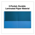 File Folders | Universal UNV56601EE 11 in. x 8.5 in. Embossed Leather Grain Paper 2-Pocket Portfolio - Light Blue (25/Box) image number 3