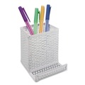 Desktop Organizers | Artistic ART20014WH Urban Collection 3.5 in. x 3.5 in. Perforated Steel Punched Metal Pencil Cup/Cell Phone Stand - White image number 3