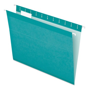 Pendaflex 04152 1/5 AQU 1/5-Cut Tabs Colored Reinforced Hanging Folders - Letter Size/Aqua (25/Box)